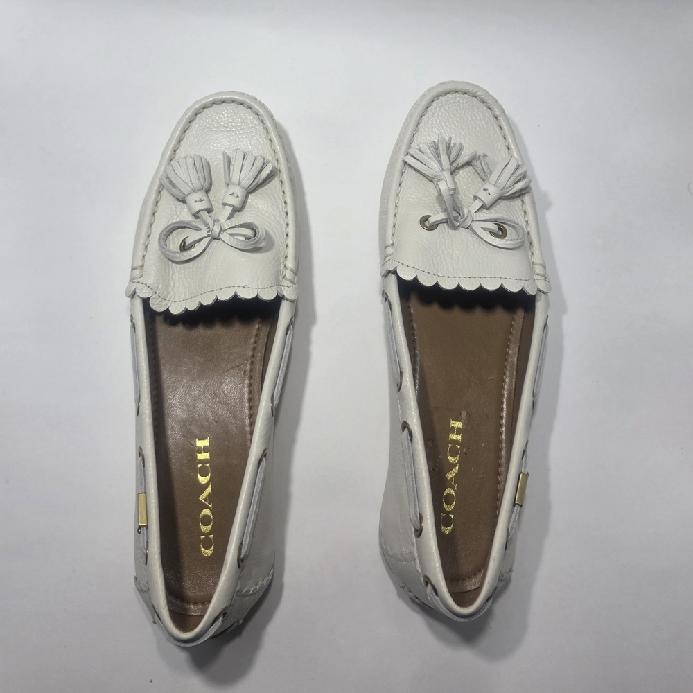Coach White Leather Tassel Loafers Women’s US 9.5 Excellent Condition - Picture 2 of 9